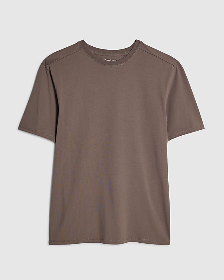 river island Brown Muscle Fit T-Shirt