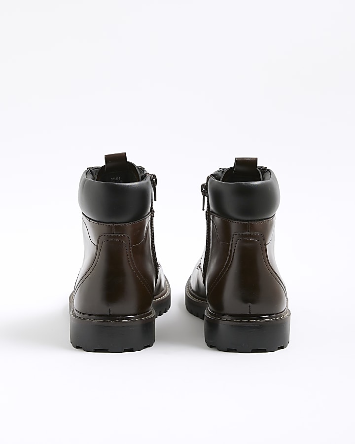 River Island Brown Padded Lace Up Boots