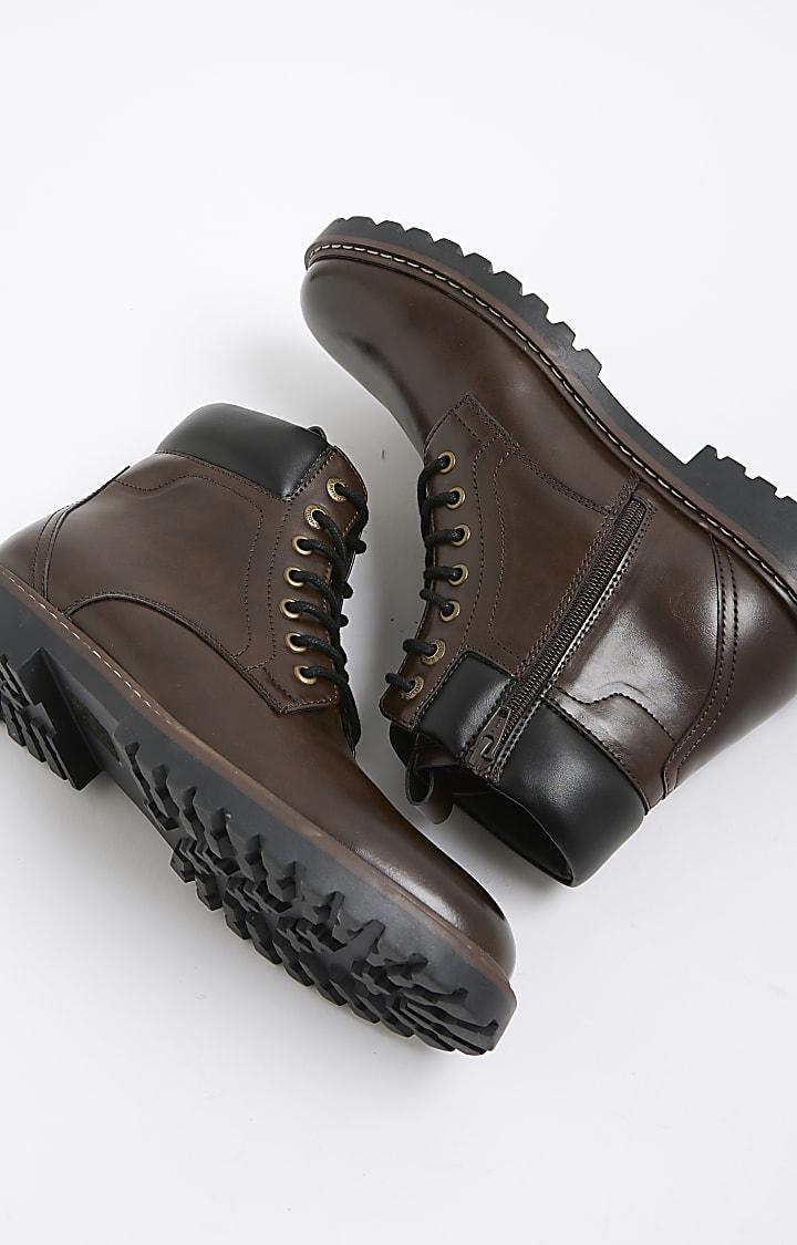 River Island Brown Padded Lace Up Boots