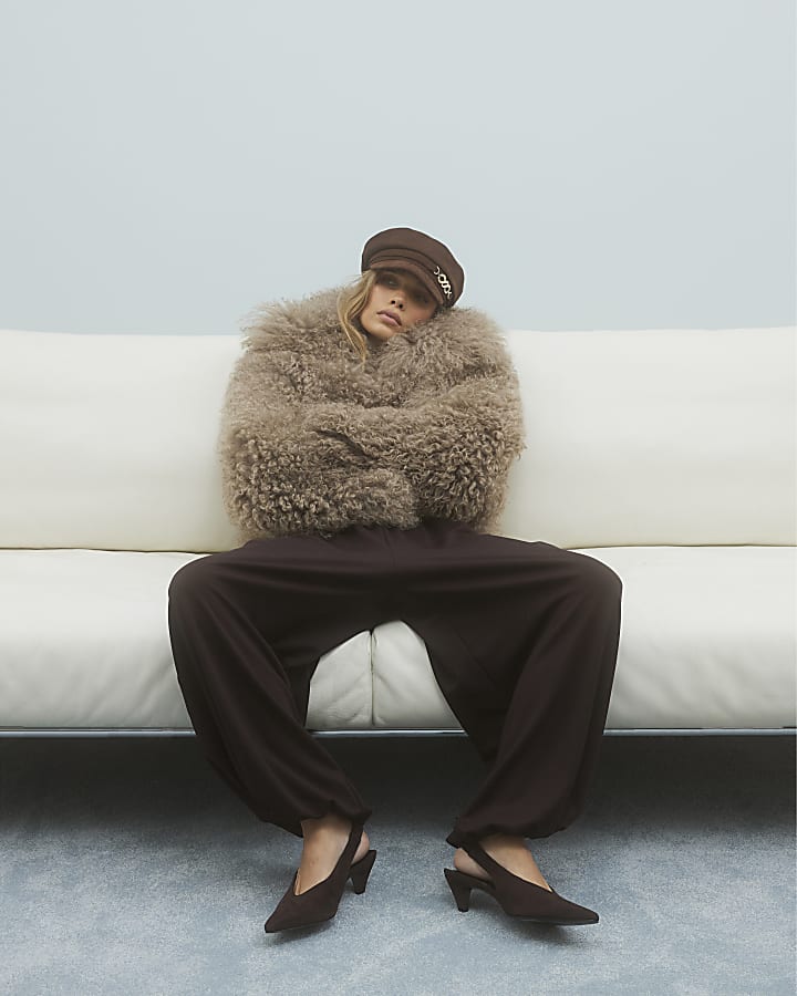 River Island Brown Premium Balloon Leg Trousers