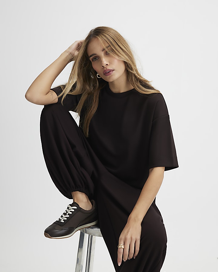 River Island Brown Premium Boxy Fit T-Shirt