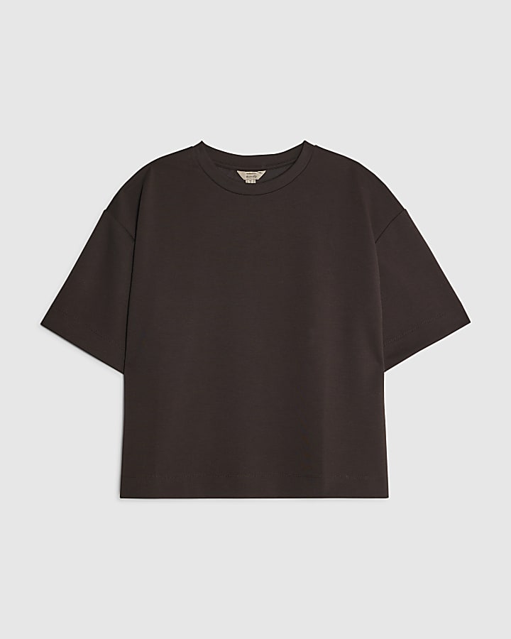 river island Brown Premium Boxy Fit T-Shirt