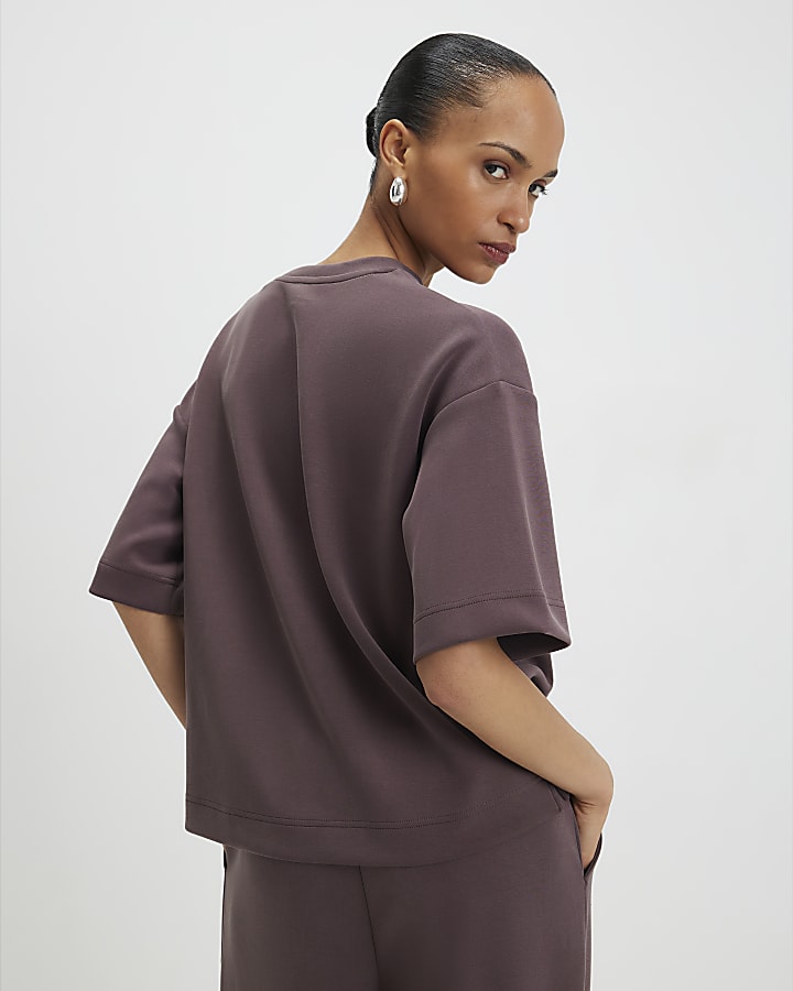 River Island Brown Premium Boxy T-Shirt