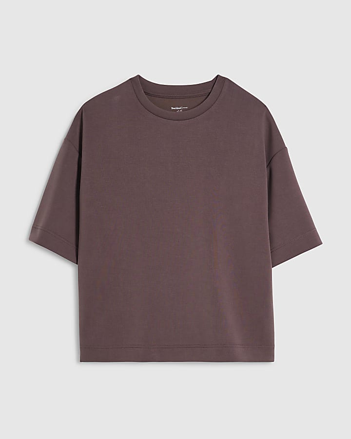 river island Brown Premium Boxy T-Shirt