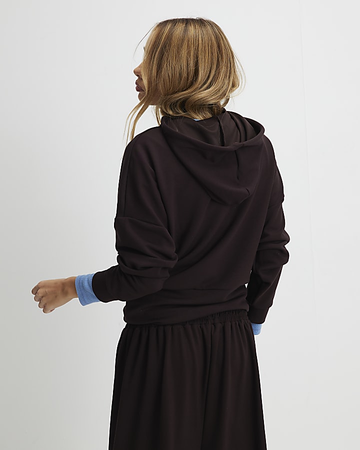 River Island Brown Premium Long Sleeve Hoodie