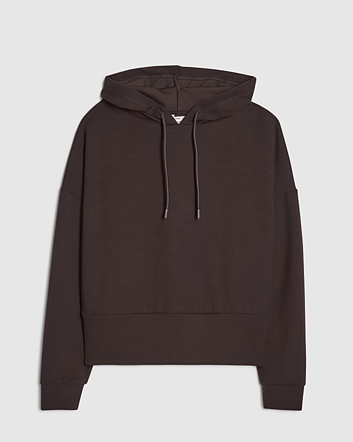 river island Brown Premium Long Sleeve Hoodie
