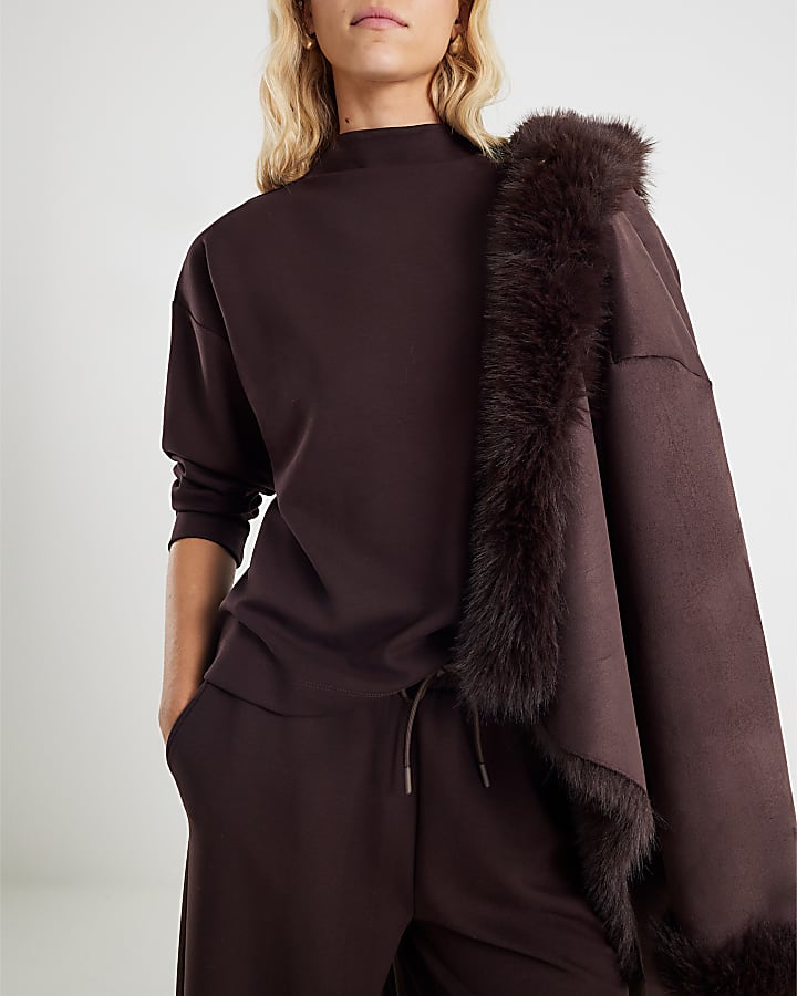 River Island Brown Premium Long Sleeve Top