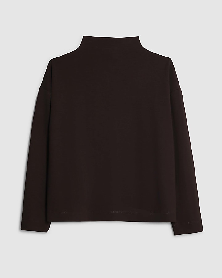 river island Brown Premium Long Sleeve Top