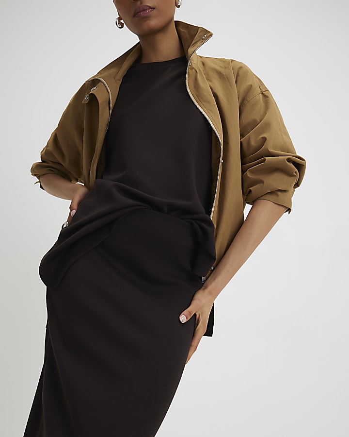 River Island Brown Premium Maxi Skirt