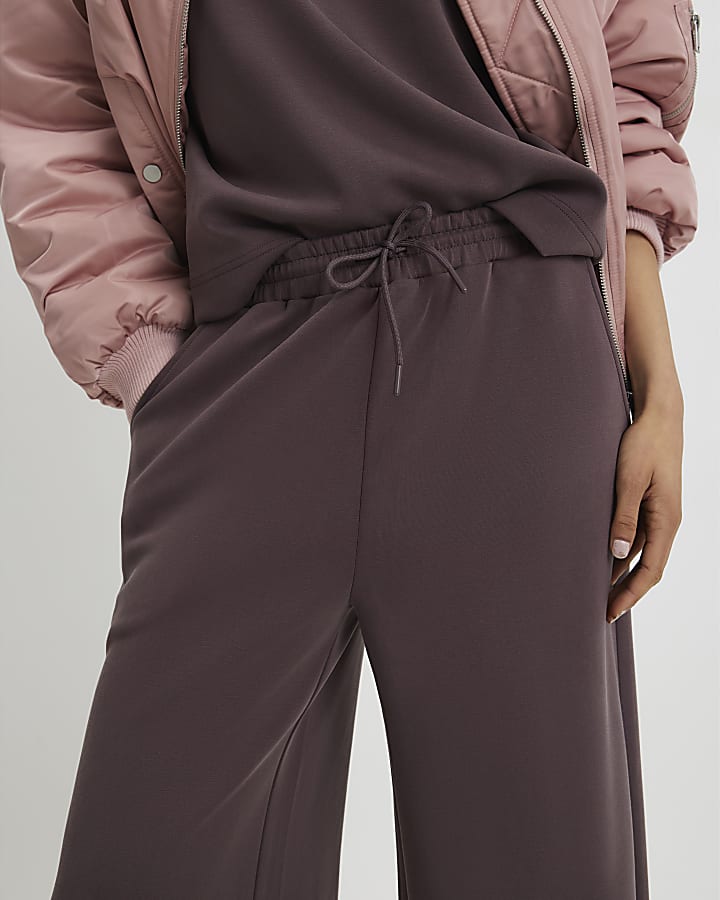 River Island Brown Premium Wide Leg Joggers