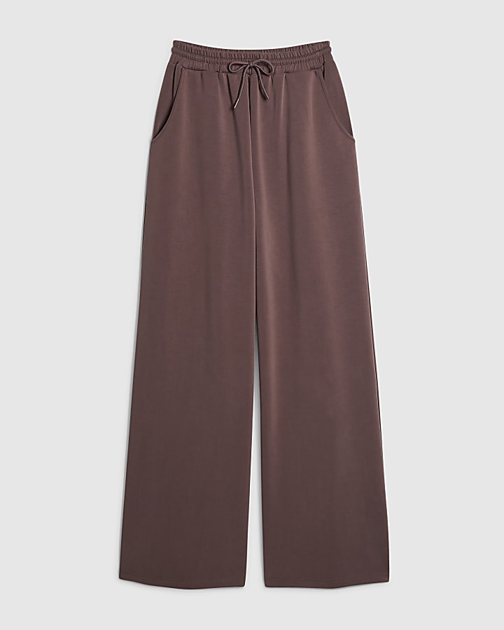 river island Brown Premium Wide Leg Joggers