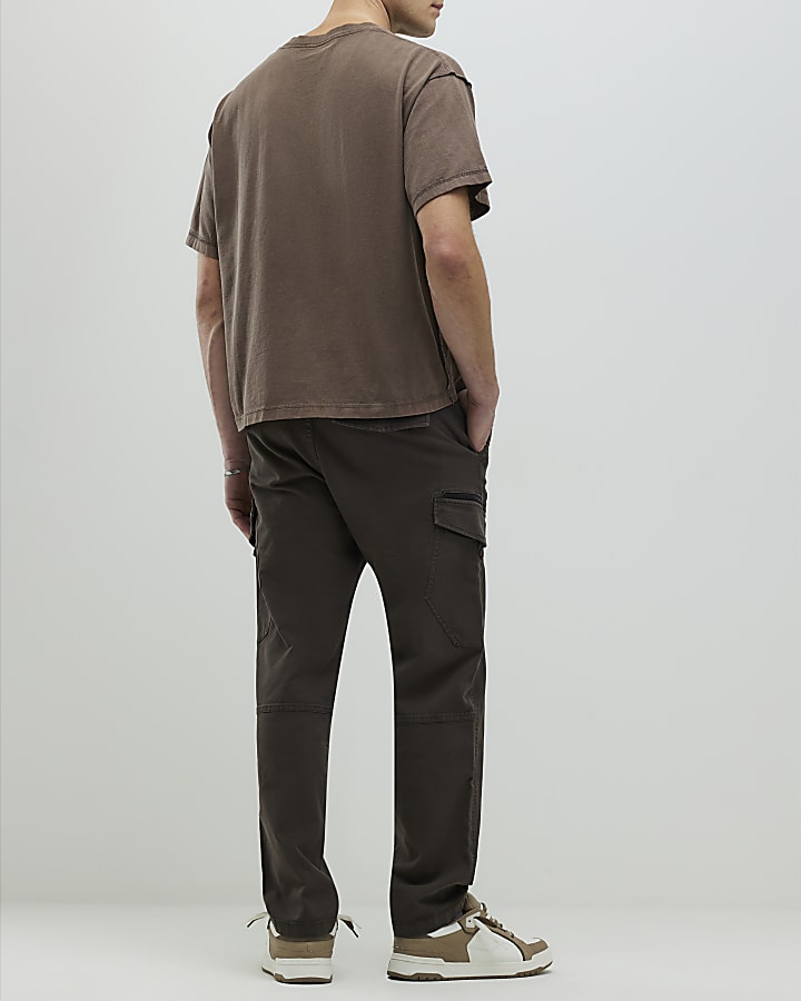 River Island Brown Regular Fit Cargo Trousers