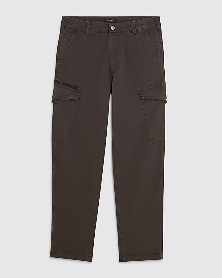 river island Brown Regular Fit Cargo Trousers