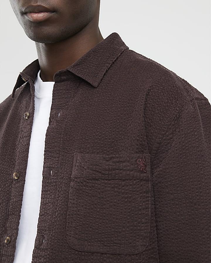 River Island Brown Regular Fit Corduroy Shirt