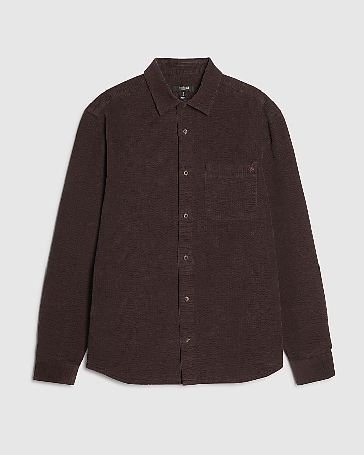 river island Brown Regular Fit Corduroy Shirt