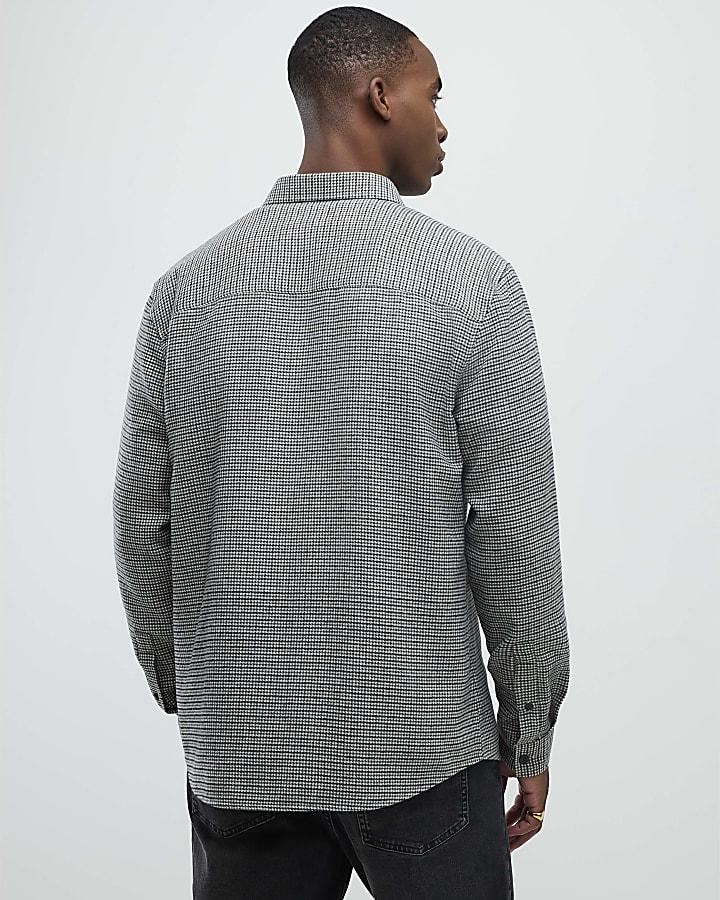 River Island Brown Regular FIt Micro Check Shirt
