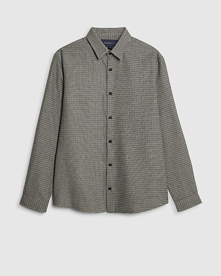 river island Brown Regular FIt Micro Check Shirt