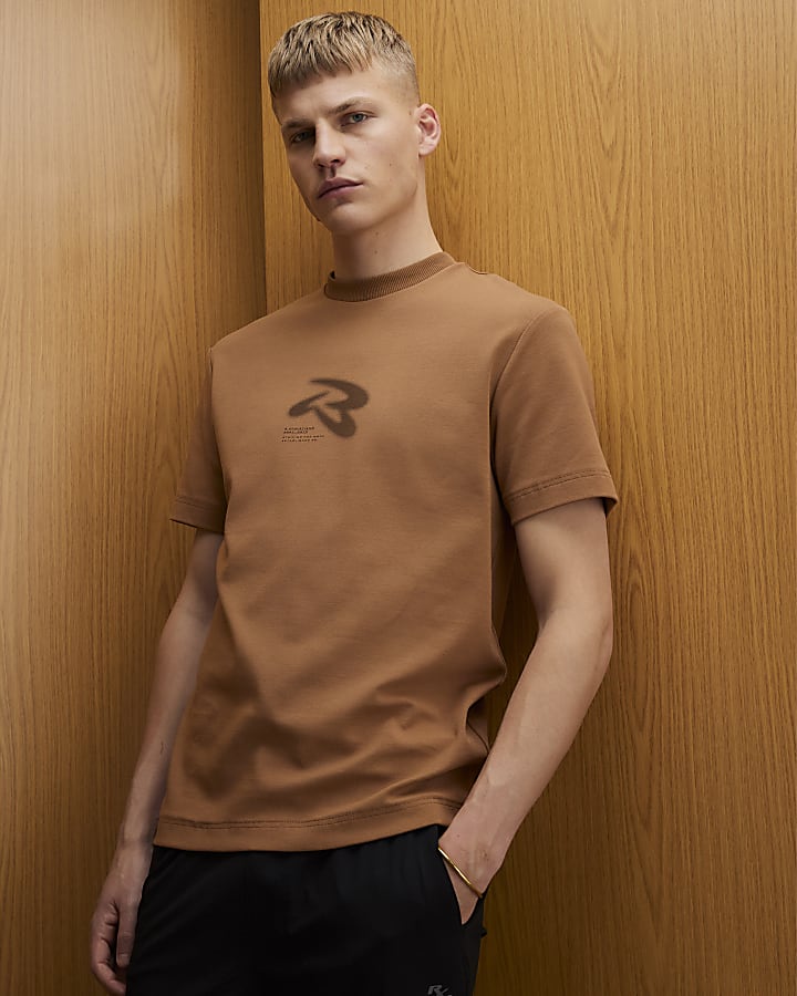 River Island Brown Regular Fit RXR T-Shirt
