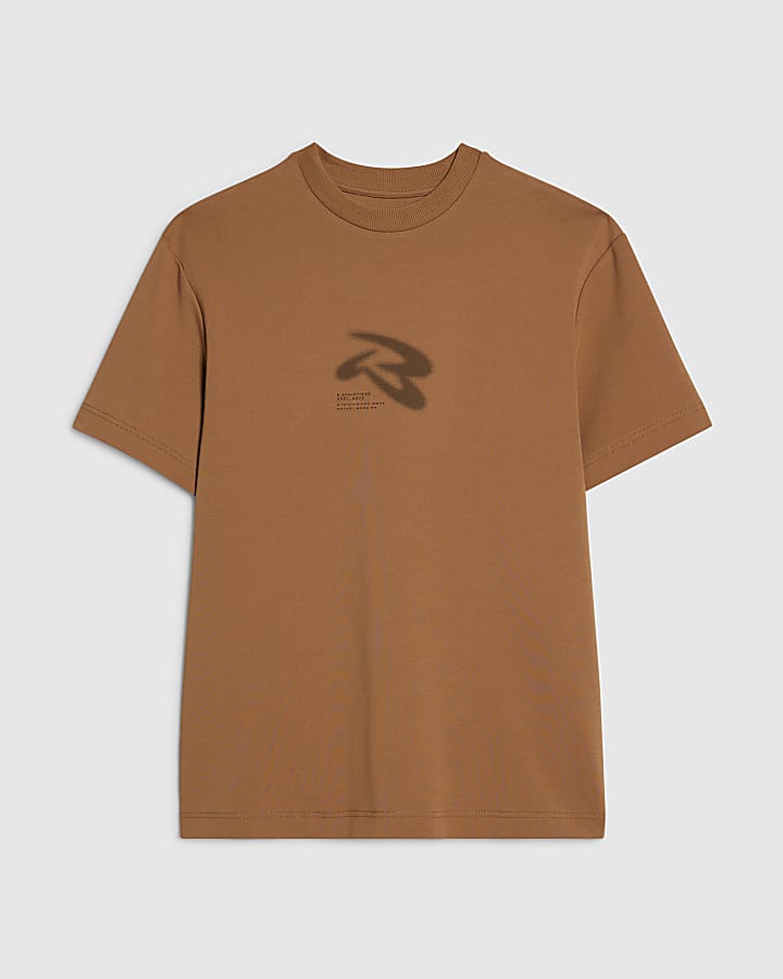 river island Brown Regular Fit RXR T-Shirt