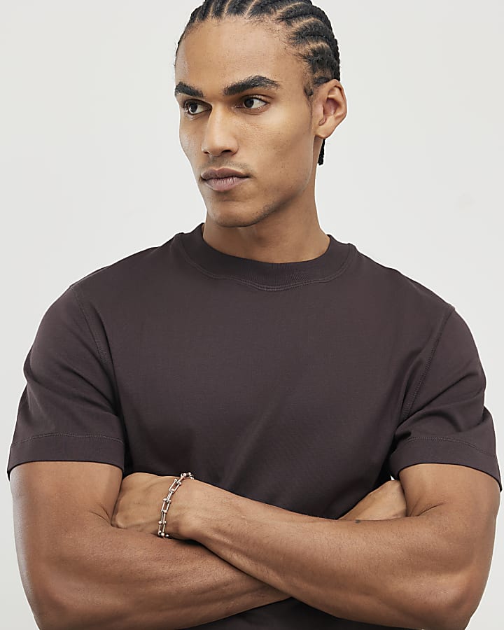River Island Brown Regular Fit T-Shirt