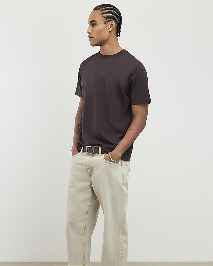 River Island Brown Regular Fit T-Shirt