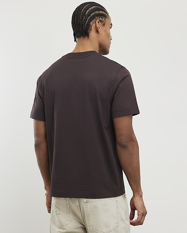 River Island Brown Regular Fit T-Shirt