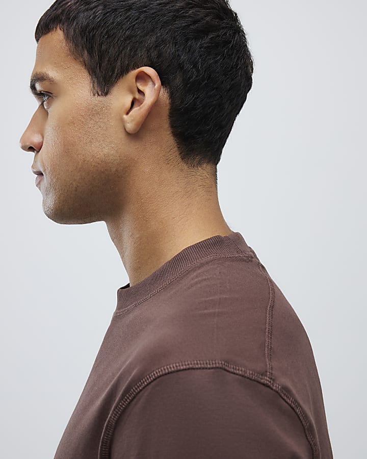 River Island Brown Regular Fit T-Shirt