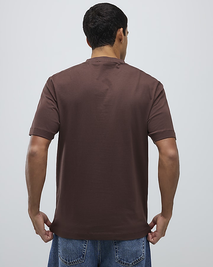 River Island Brown Regular Fit T-Shirt