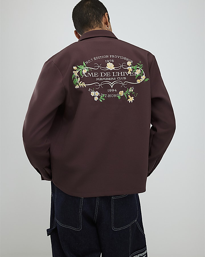 River Island Brown Regular Fit Winter Floral Shirt
