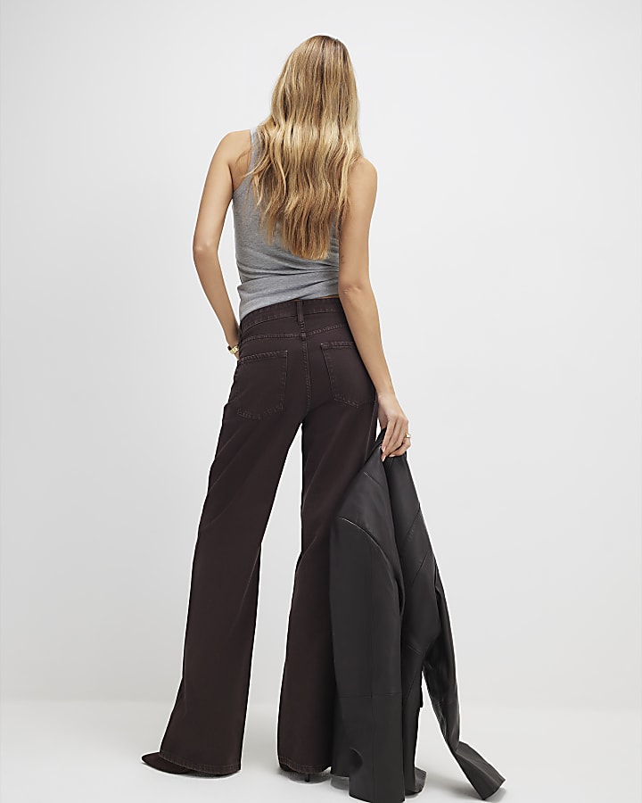 River Island Brown Relaxed Straight Jeans