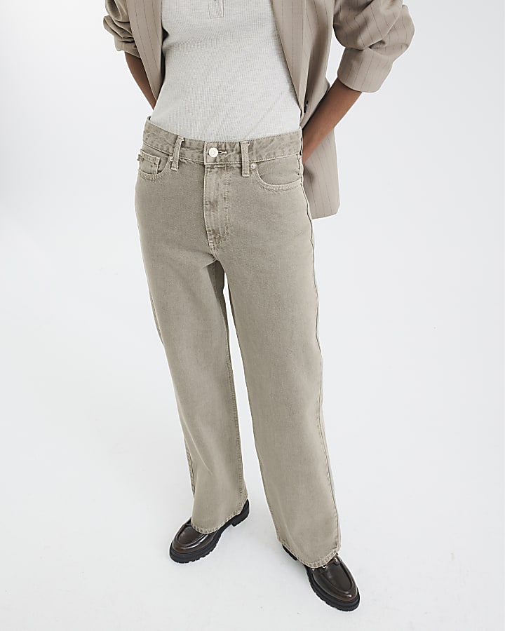 River Island Brown Relaxed Straight Leg Jeans