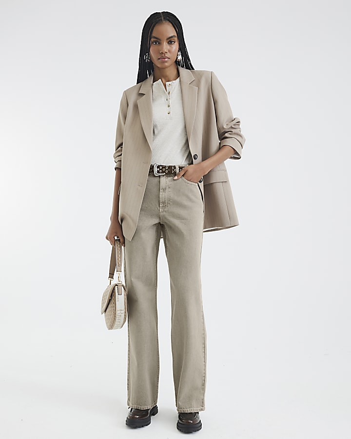River Island Brown Relaxed Straight Leg Jeans
