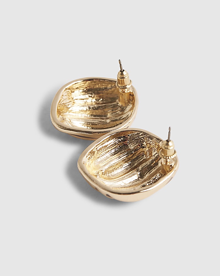 River Island Brown Ridged Stripe Stud Earrings