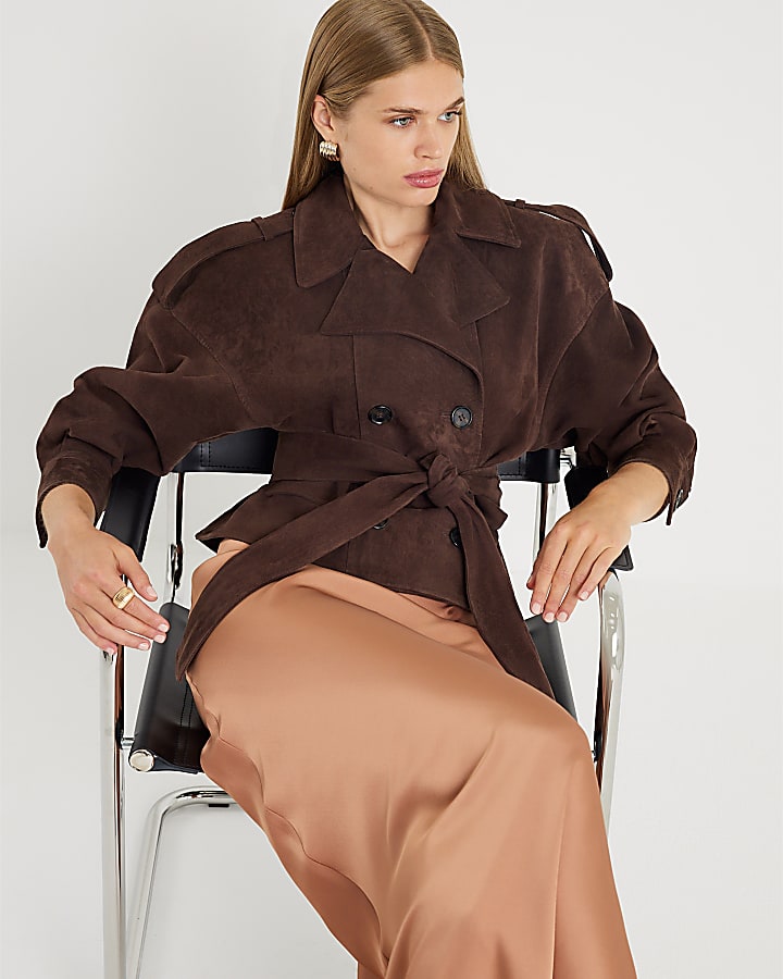 River Island Brown Satin Maxi Skirt