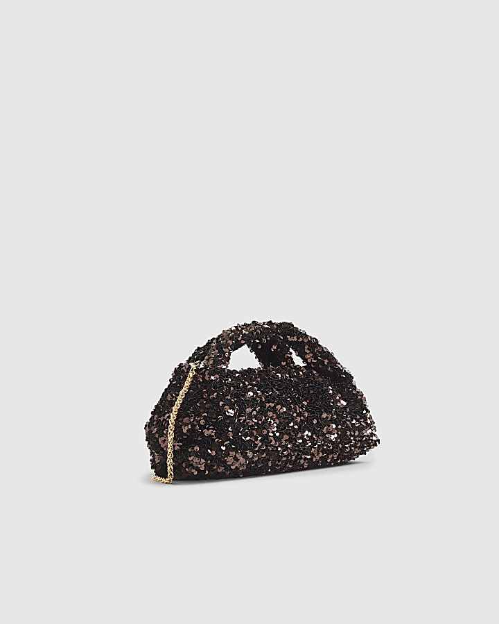 River Island Brown Sequin Clutch Bag