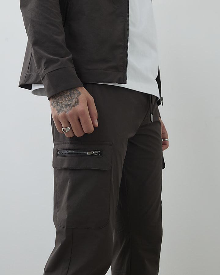 River Island Brown Skinny Fit Cargo Trousers