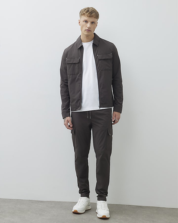 River Island Brown Skinny Fit Cargo Trousers