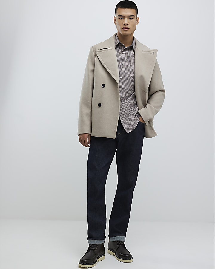 River Island Brown Slim Fit Check Shirt