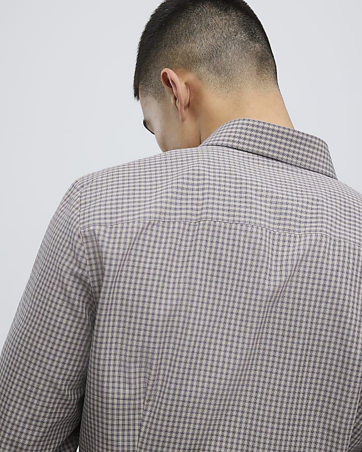 River Island Brown Slim Fit Check Shirt