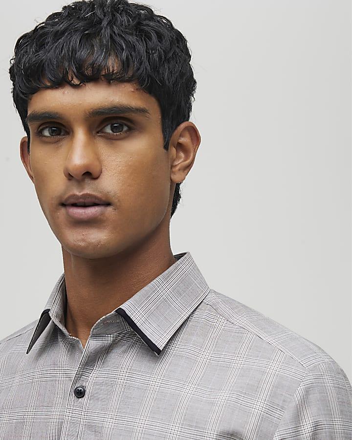 River Island Brown Slim Fit Check Shirt