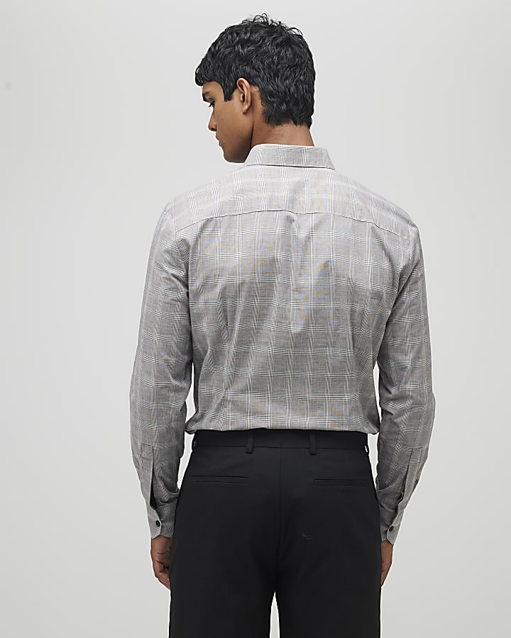 River Island Brown Slim Fit Check Shirt