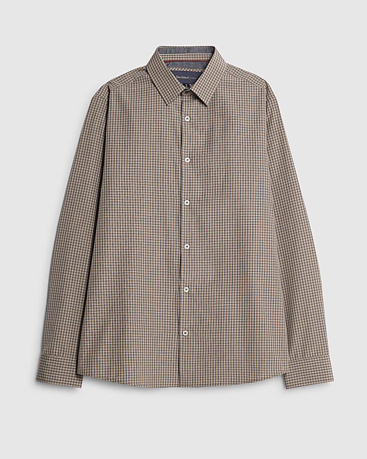 river island Brown Slim Fit Check Shirt