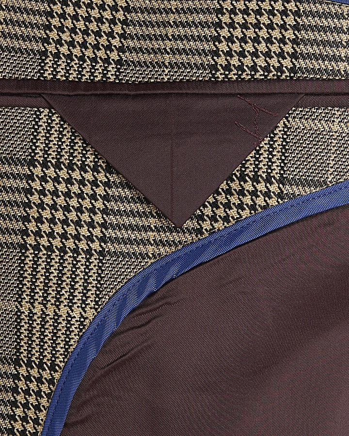 river island Brown Slim Fit Check Suit Jacket