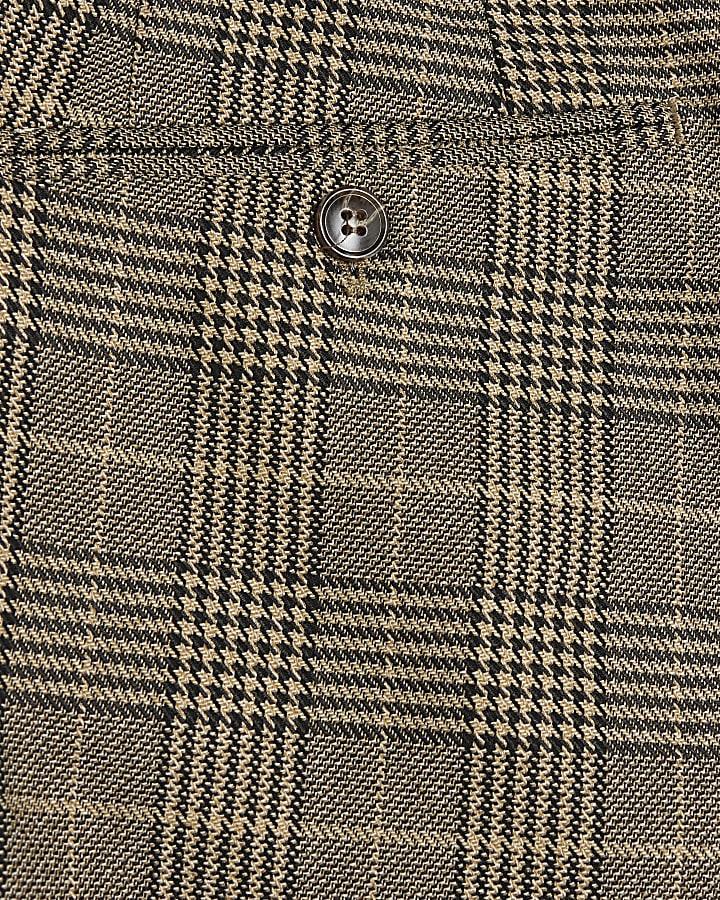 river island Brown Slim Fit Check Suit Trousers