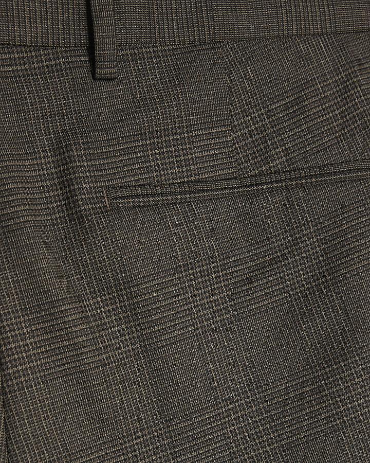 river island Brown Slim Fit Check Suit Trousers