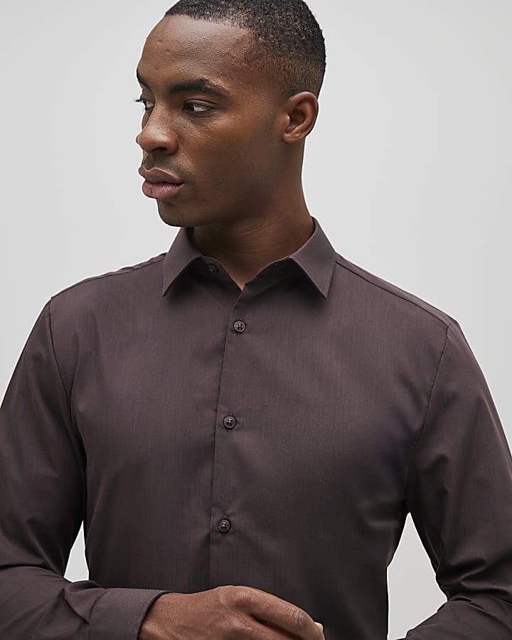 River Island Brown Slim Fit Shirt