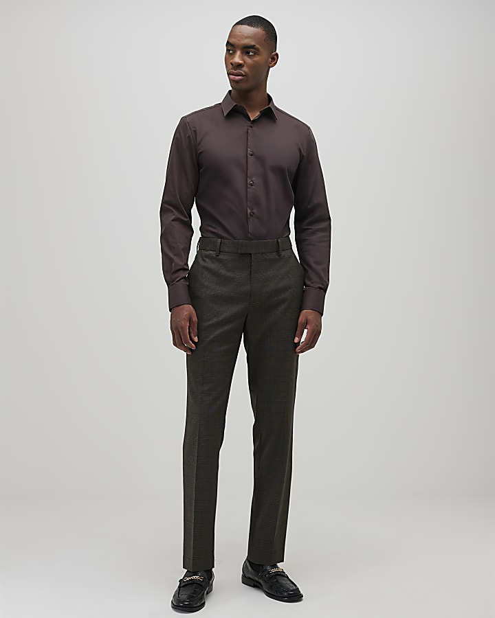 River Island Brown Slim Fit Shirt