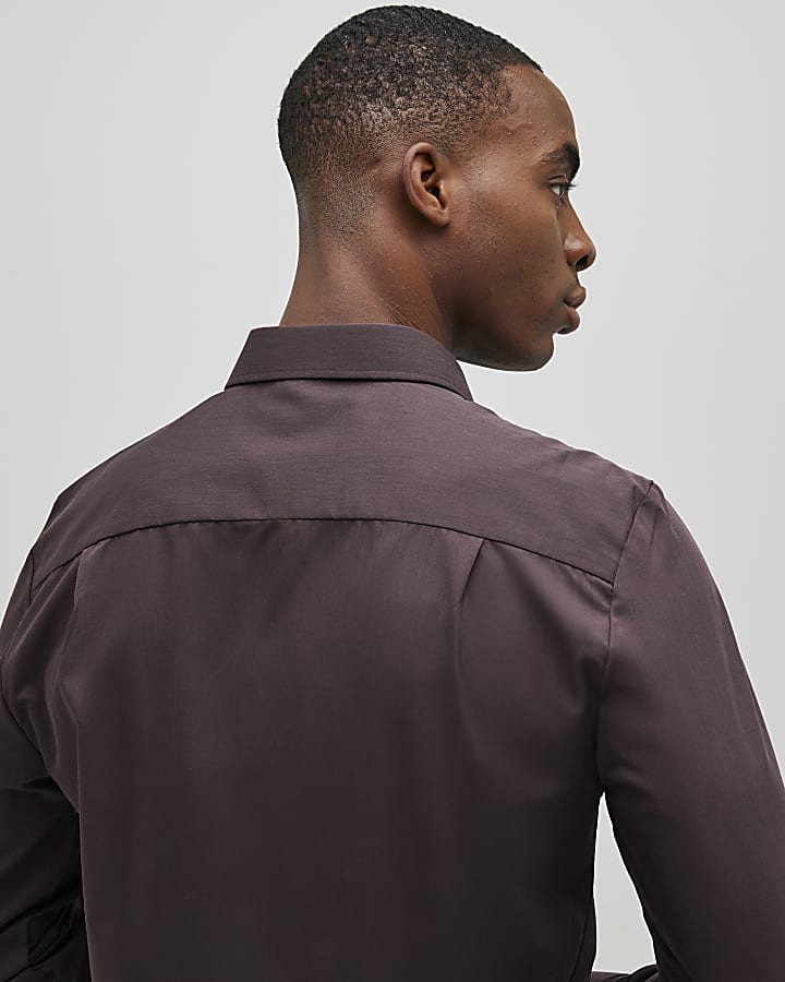 River Island Brown Slim Fit Shirt