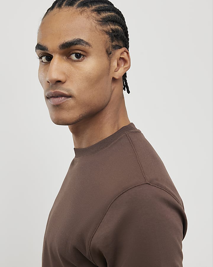 River Island Brown Slim Fit T-Shirt