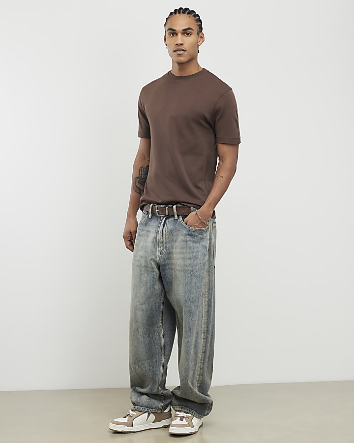 River Island Brown Slim Fit T-Shirt